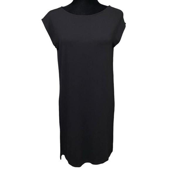 Eileen Fisher Black High Low Hem Tee Dress Petite Small Minimalist Lagenlook - Picture 3 of 9